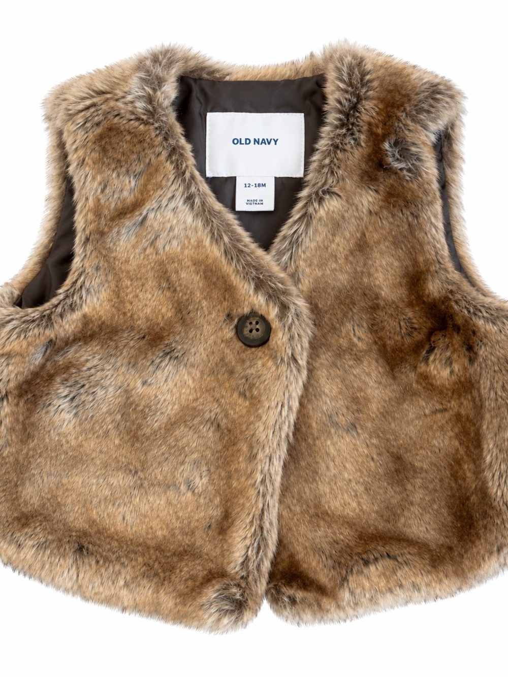 Old Navy Kids Faux Fur Vest in Tan-Brown